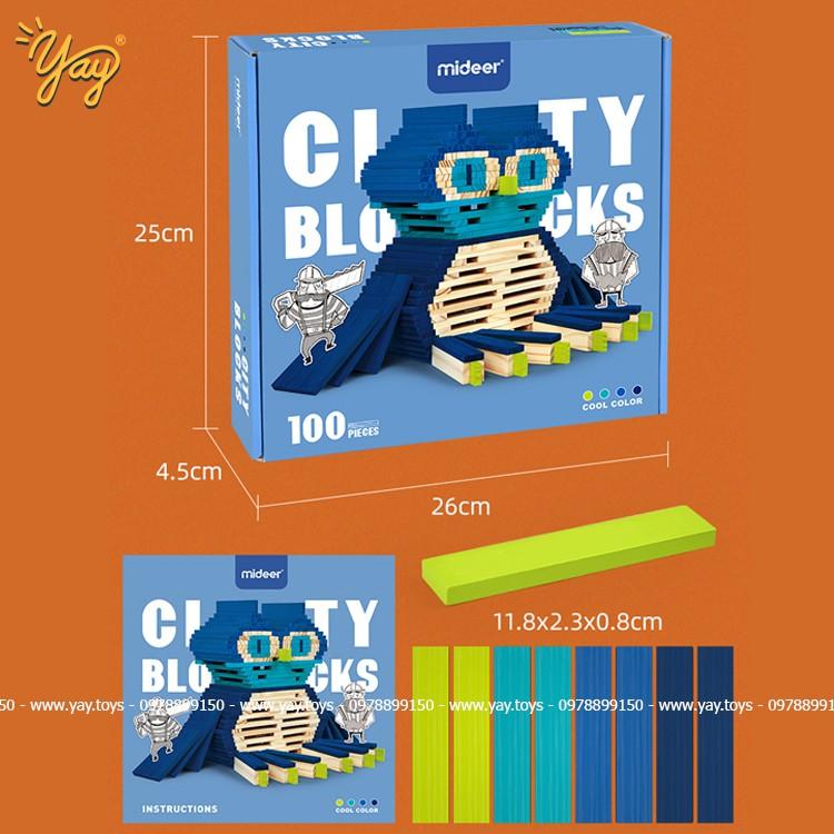 Xếp Hình Khối Gỗ City Blocks 100 thanh gỗ Màu Sắc Mideer An Toàn Cho Bé 2+
