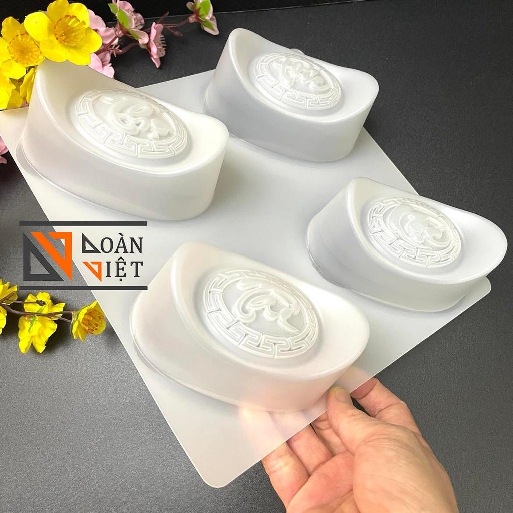 Khuôn BÁNH DẺO, TRUNG THU RAU CÂU, NHẤN XÔI, BÁNH TỔ, RAU CÂU 3D - Hình THỎI VÀNG hoa văn PHÚC LỘC THỌ