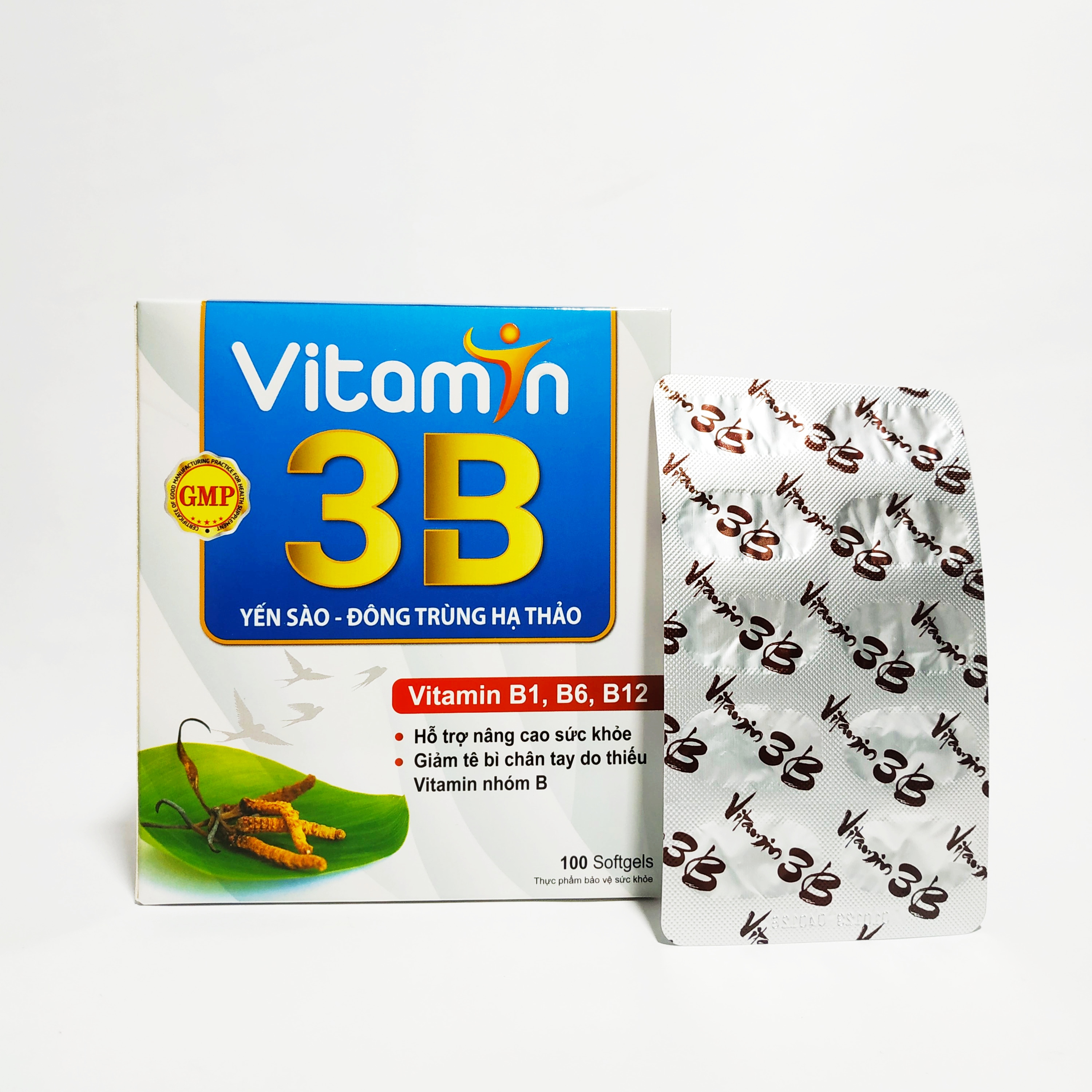 Vitamin 3B Yến Sào, Đông Trùng Hạ Thảo – Bổ Sung Các Vitamin Nhóm B – Giúp Ăn Ngon Ngủ Tốt – Giảm Đau Dây Thận Kinh – Hộp 100 Viên