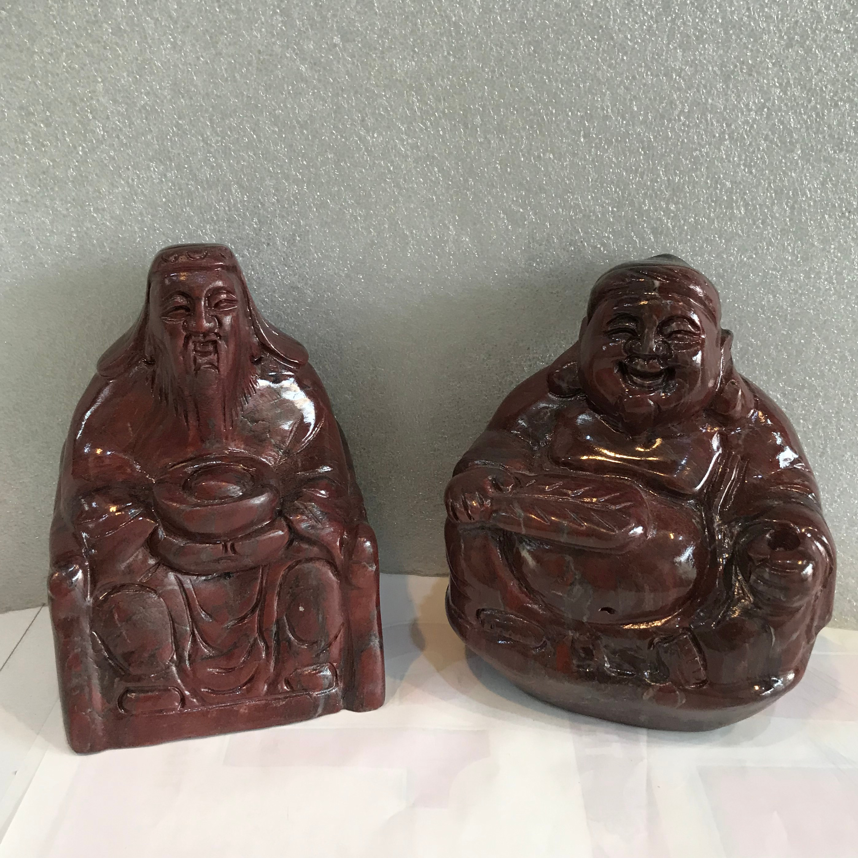 Tượng Thổ Địa Thần Tài đá tự nhiên đá đỏ của Yên Bái Việt Nam cho người mệnh Thổ và Hỏa cao 12 cm