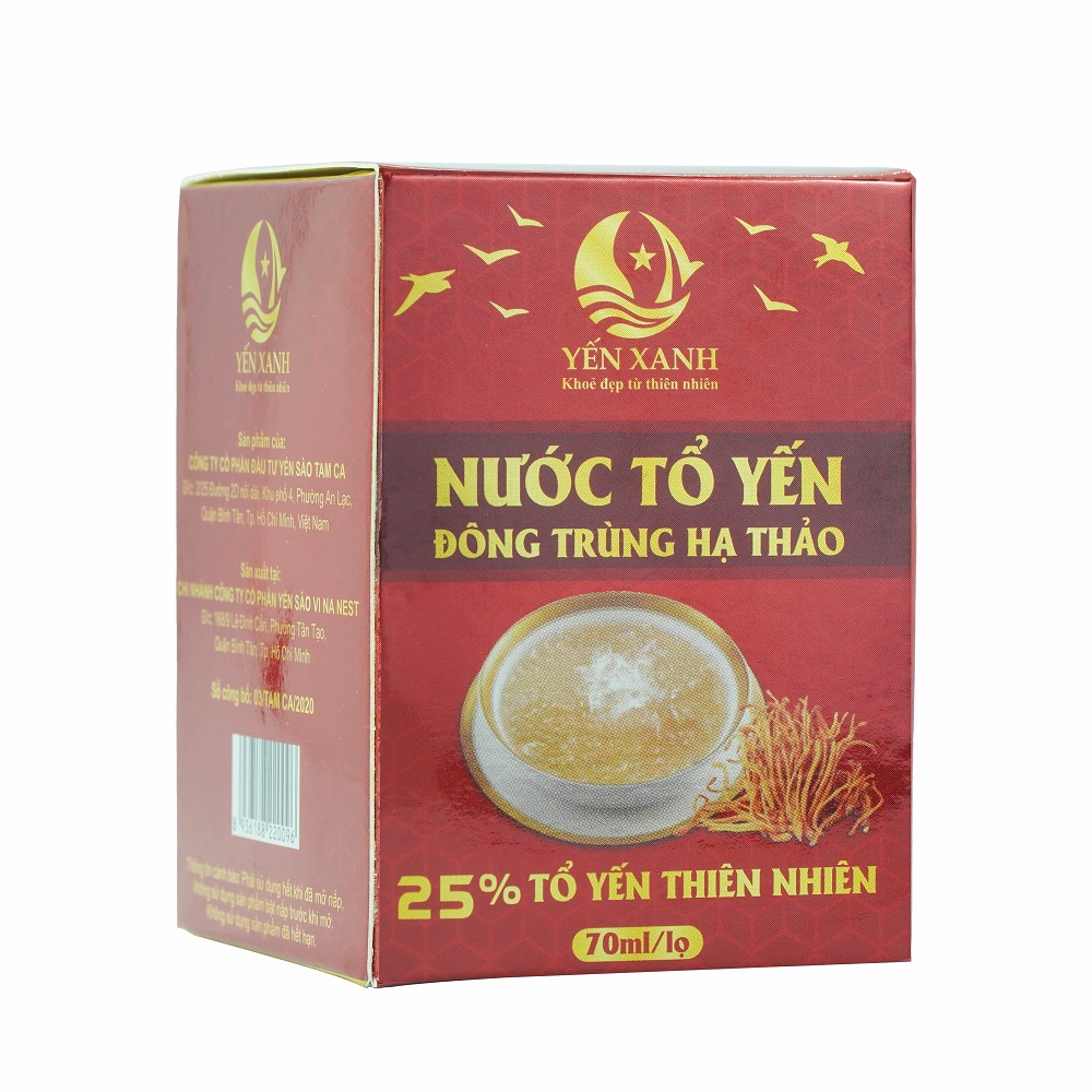 TỔ YẾN CHƯNG ĐÔNG TRÙNG HẠ THẢO - YẾN XANH (25% TỔ YẾN) - HỘP 1 LỌ