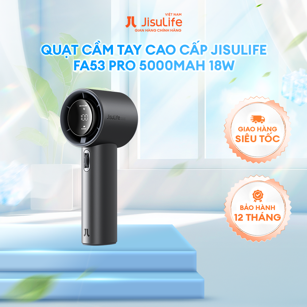 Quạt Cầm Tay Cao Cấp JISULIFE Pro1 S (FA53 PRO) 18W Sạc Nhanh - Sử Dụng Lên Đến 15H - Hàng Chính Hãng