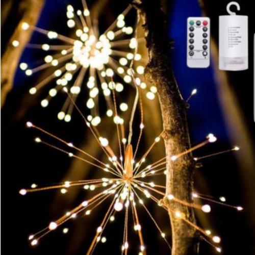 Led pháo hoa Firework trang trí 8 CHẾ ĐỘ CÓ ĐIỀU KHIỂN, 120 led, 40 dây, nguồn  pin tiểu AA