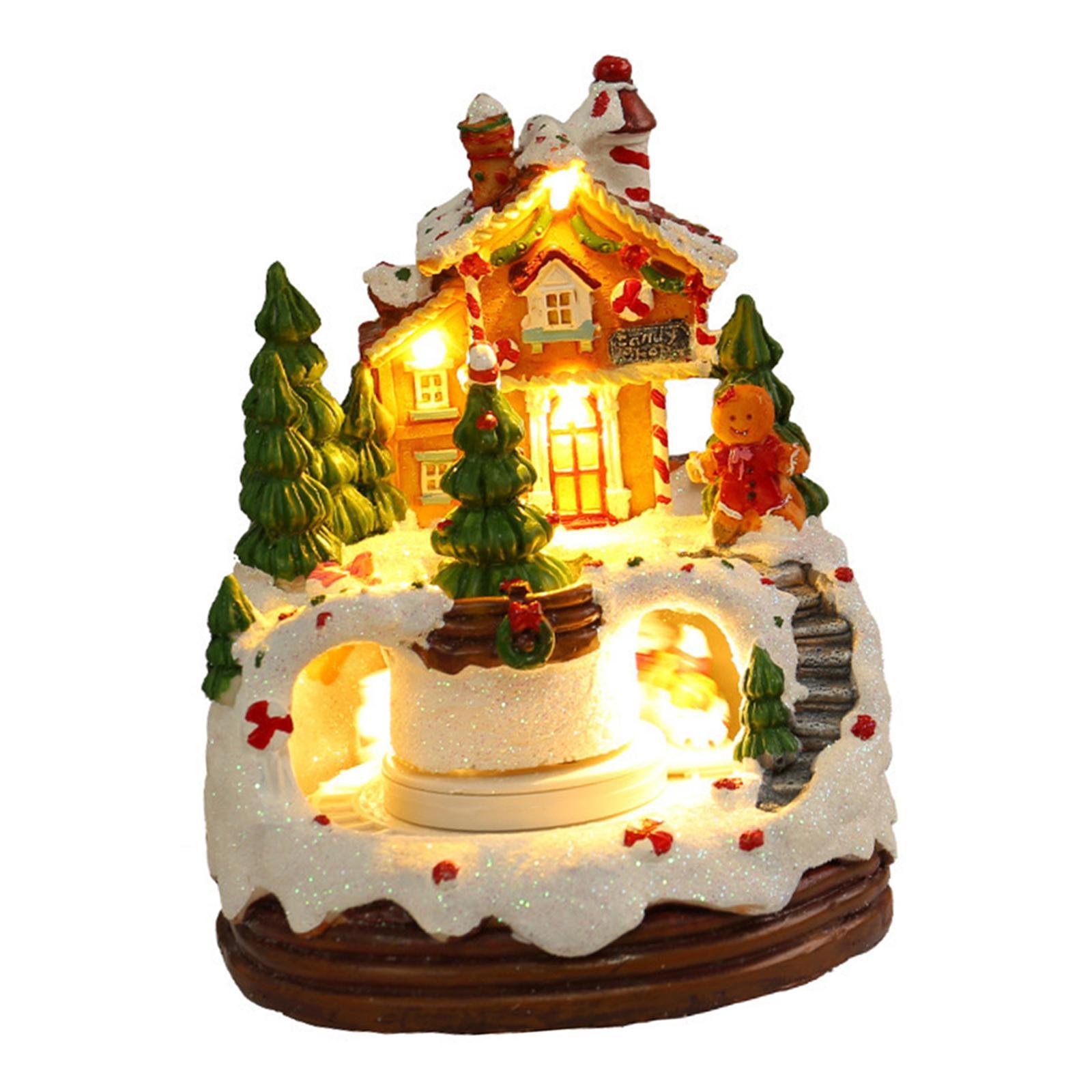 Music Box Christmas Ornaments Ornaments Gifts Building Figurines Christmas Scene for Coffee Table Indoor Housewarming Holiday