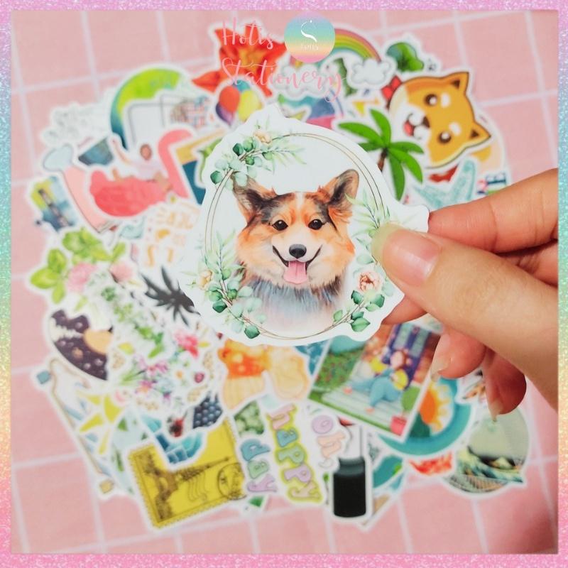 Set 200 STICKER cỡ lớn, nhãn dán cán màng PVC không thấm nước, dán được nhiều lần SK030