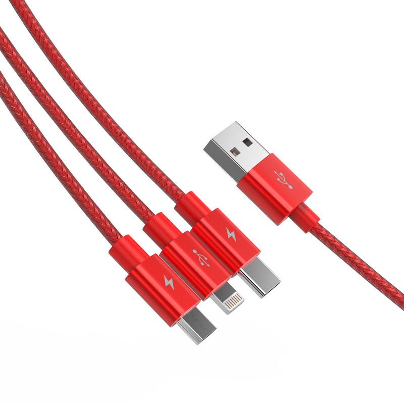 Dây Cáp Dù Sạc Điện Thoại 3 Đầu Lightning/Micro USB/Type C Orico UTS-12-BK (Đen) - Hàng Chính Hãng