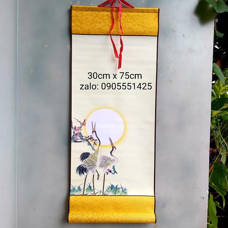 Bộ 4 biểu lụa viết thư pháp in tranh 4 mẫu kích thước 30cm x 75cm