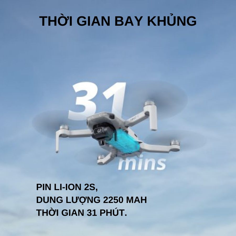 Combo Flycam DJI Mavic Mini 2 SE - Máy bay flycam thế hệ mới gimbal 3 trục, bay 10km thời gian bay 31 phút bản nâng cấp - Hàng nhập khẩu