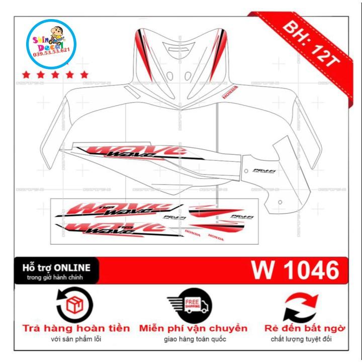 Tem xe wave S 110 trắng đỏ