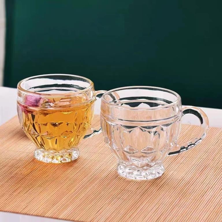 Bộ 6 Cốc Thủy Tinh Có Quai Uống Trà, Uống Cà Phê Hoặc Uống Gì Cũng Được