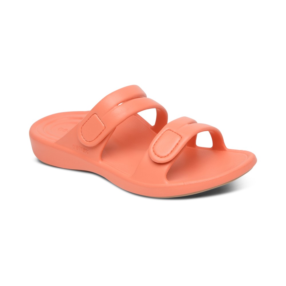 Dép sức khoẻ nữ Aetrex Janey Sport Coral - dép quai ngang nâng vòm chân giảm đau tê chân, mỏi gối, hông
