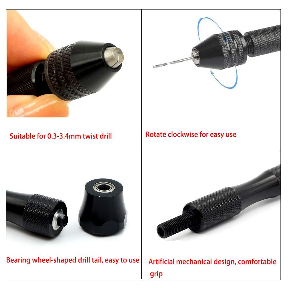 26 Mini Tay khoan, mũi khoan thủ công, mũi khoan xoắn MINI tay khoan bằng tay khoan tay bằng nhôm và khoan rừng xoắn cho mô hình màu ô liu màu hổ phách