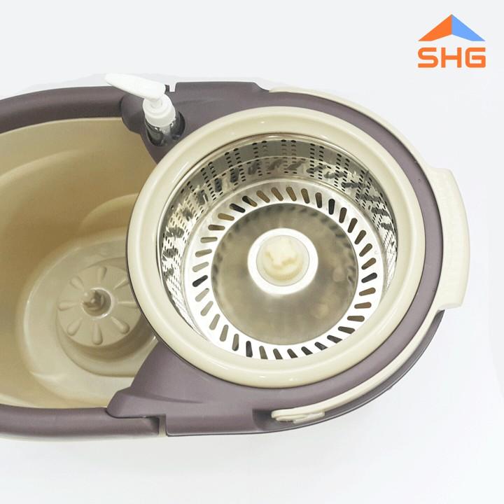 BỘ LAU NHÀ 360 ĐỘ BÁNH XE TO, LỒNG THÁO RỜI VÀ MÂM INOX, SIÊU SẠCH,SIÊU KHÔ