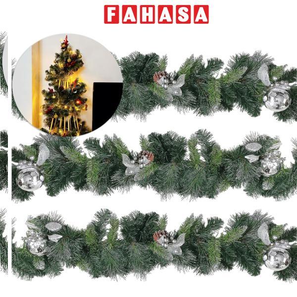 Dây Trang Trí Noel 3 Loại Lá Lăn Kim Tuyến Bạc 210 cm - Chaang Chiia LP-G10-3LL-SD