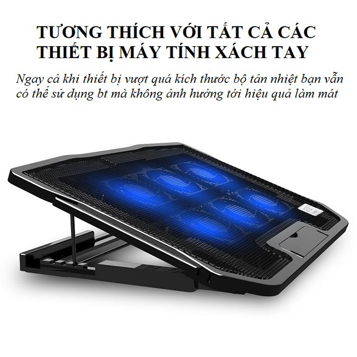 Đế tản nhiệt laptop, máy tính xách tay H9 có đèn LED 6 quạt giúp làm mát nhanh bảo vệ máy tính mà không gây ồn