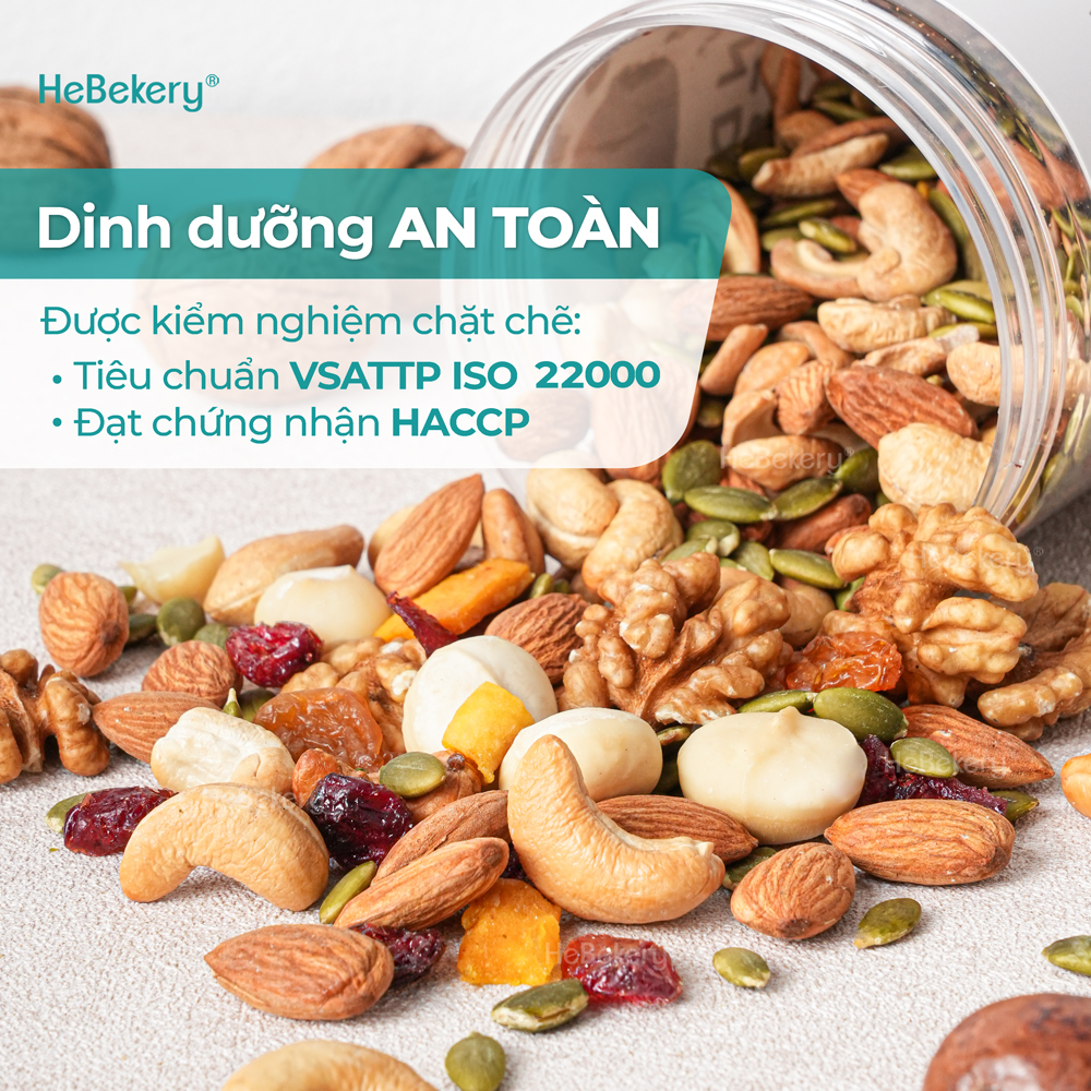 Mix Nuts 8 Loại Hạt Không Yến Mạch - Hũ 300g / 500g - Hạt Ngũ Cốc Dinh Dưỡng Cho Mẹ Bầu, Ăn Kiêng HEBEKERY by HEBE