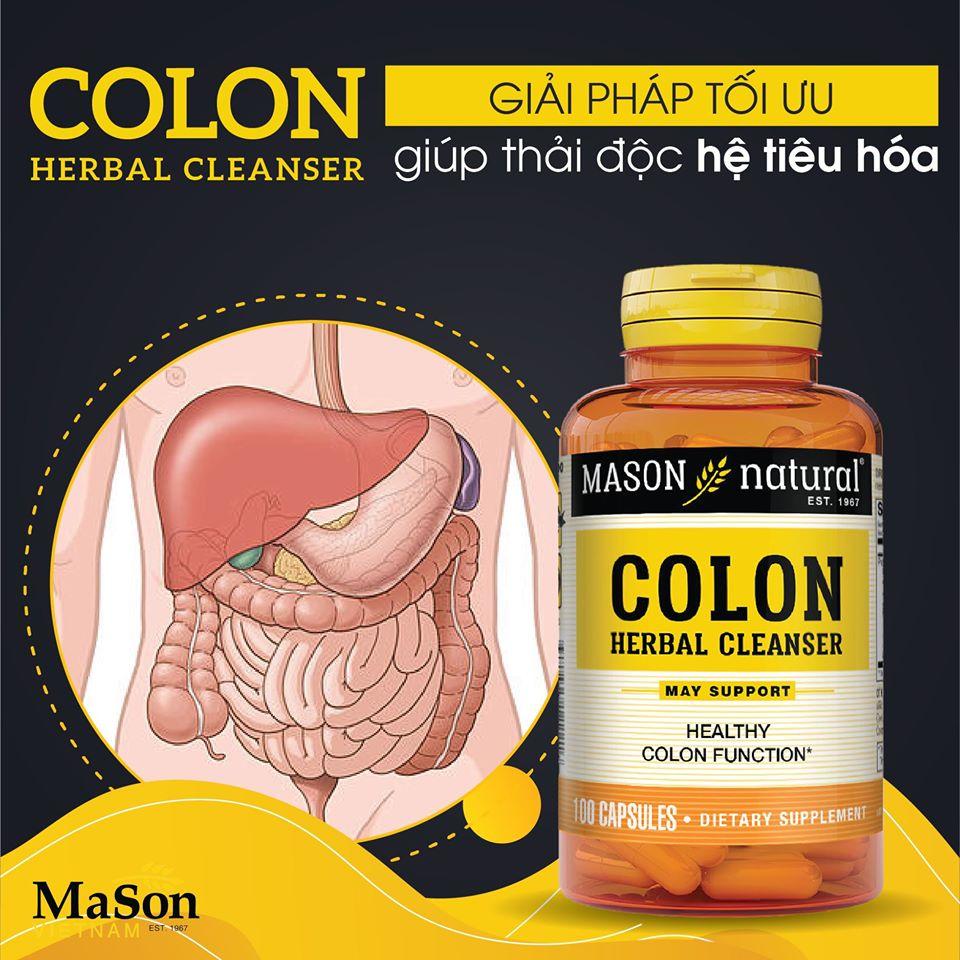 Viên uống hỗ trợ chức năng đại tràng Mason Colon Herbal Cleanser giúp bổ sung chất xơ cải thiện tiêu hóa giảm táo bón