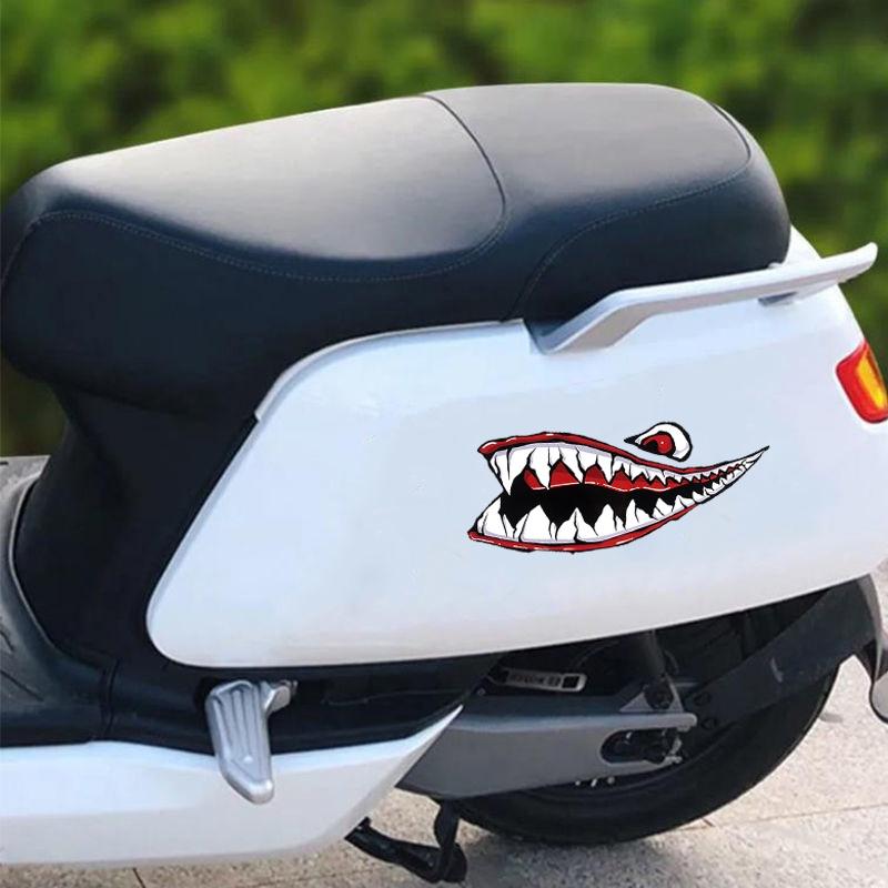 "Shark Mouth" Sticker Phản quang Xe máy Xe tay ga bên Decal Dán trang trí vui nhộn