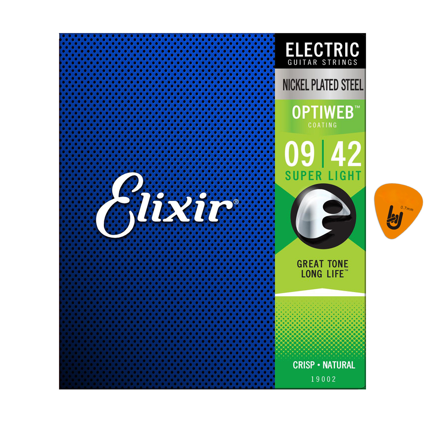 Elixir 19002 - Bộ Dây Đàn Guitar Điện Cỡ 9 (9-42) - Chính Hãng (Electric Strings Phủ Lớp Optiweb) - Kèm Móng Gảy DreamMaker