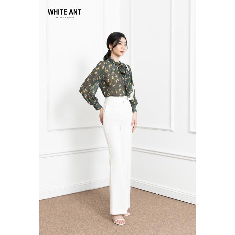 Áo Sơ Mi Nữ Công Sở Dài Tay WHITE ANT Thiết Kế Cổ Dây Nơ Có Thể Tháo Rời, Chất Liệu Voan Chiffon Mềm Mịn 170300108