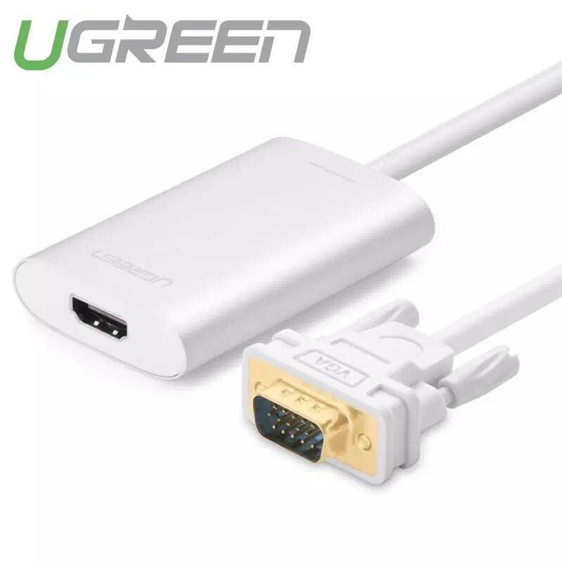 Ugreen UG40263MM110TK 0.5M màu Trắng Cáp Chuyển VGA sang HDMI Có Âm Thanh Cao Cấp - HÀNG CHÍNH HÃNG