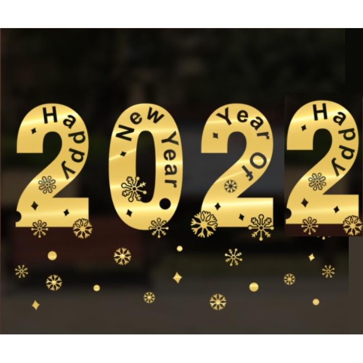 Decal trang trí Tết Hít Tĩnh Điện - 2022 Vàng lấp lánh
