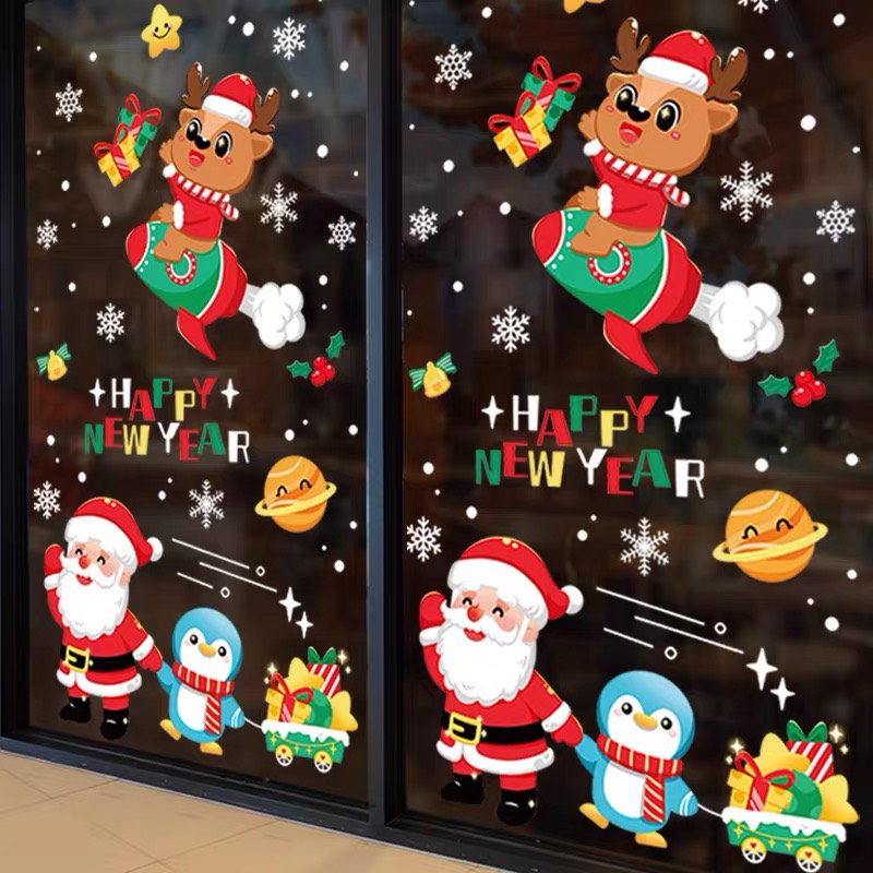 Decal Dán Kính Trang Trí Noel Hít Tĩnh Điện ( ko cần keo ) AMJ054