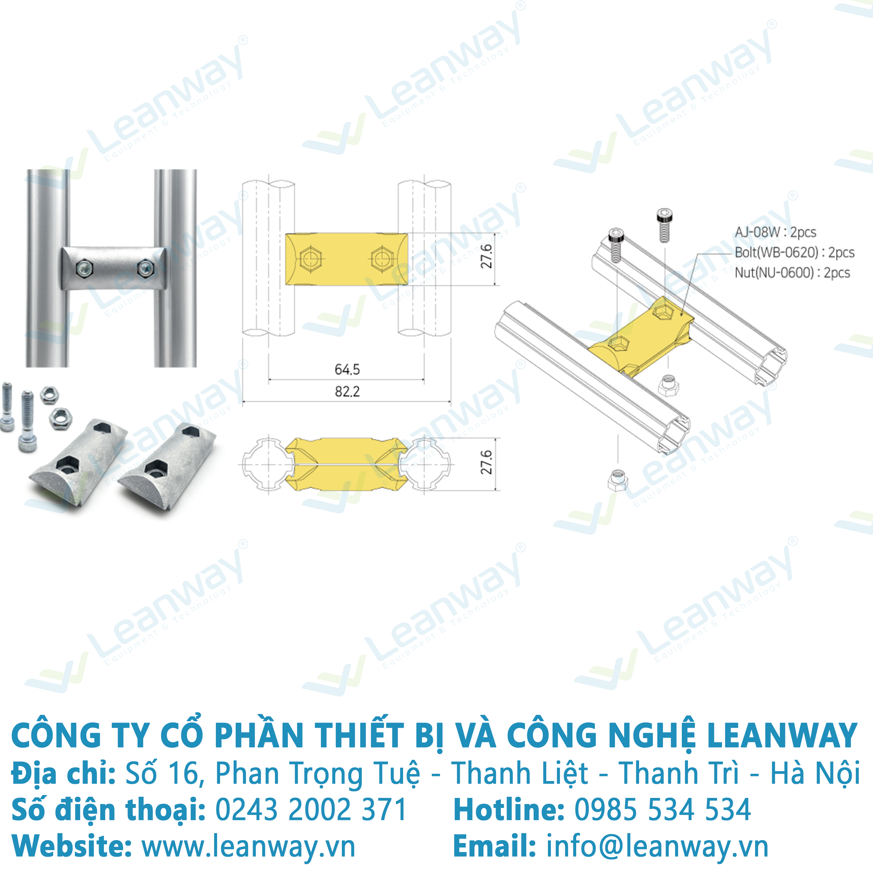 Khớp nối nhôm AJA-08W (Giá đã bao gồm VAT)