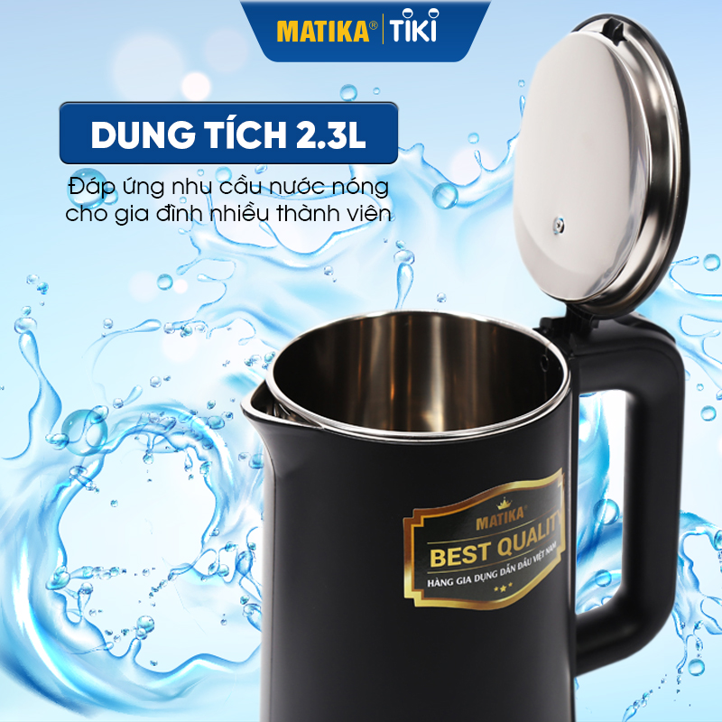 Ấm Siêu Tốc Dung Tích 2.3L MATIKA MTK-2023 Bình Đun Siêu Tốc - Hàng Chính Hãng