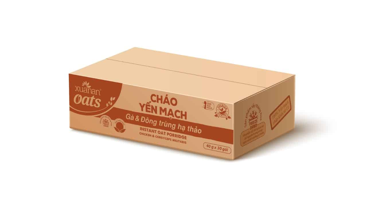 Thùng 30 Gói Cháo Yến Mạch Thịt Gà & Đông Trùng Hạ Thảo Xuân An Gói 40G