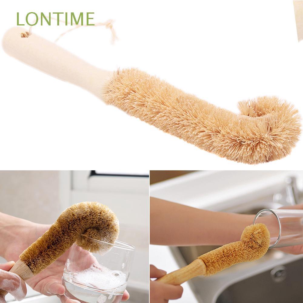Bàn chải cán dài làm sạch ly cốc bằng gỗ