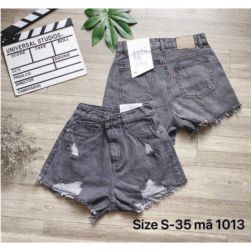 QUẦN SORT JEAN XÁM RÁCH BIGSIZE LƯNG CAO MÃ 1013