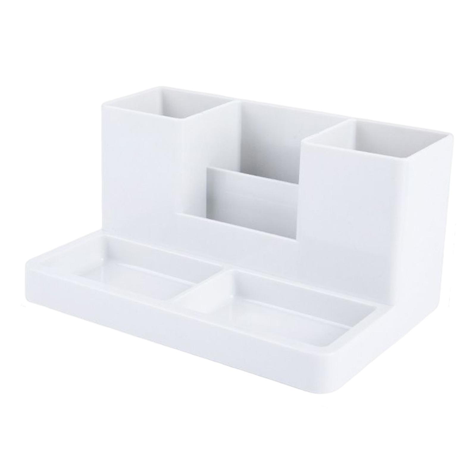Storage Box Business Card/Pen/Pencil Holder Storage Box Office Accessories Caddy Sticky Note Tray Case Desktop Organizer with Pencil Holders