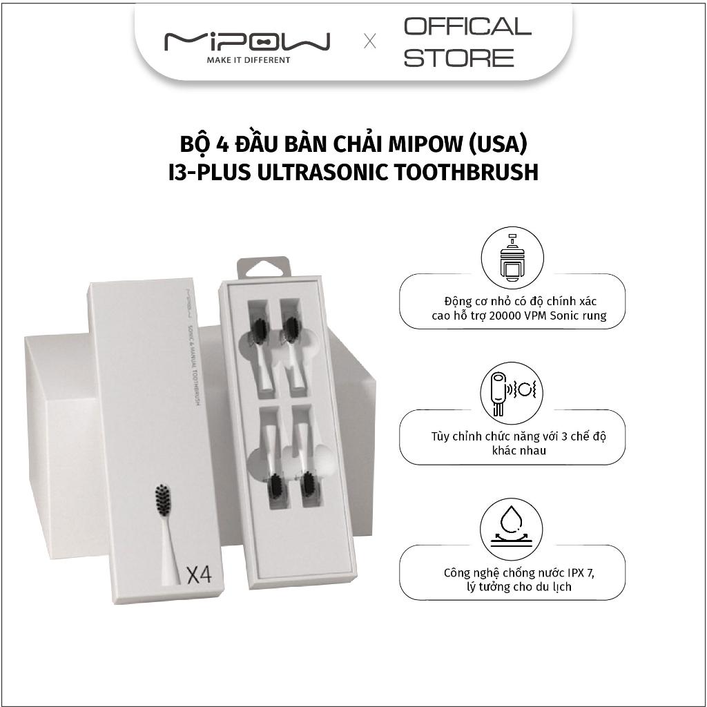 BỘ 4 ĐẦU BÀN CHẢI MIPOW I3-PLUS ULTRASONIC TOOTHBRUSH TRAVEL EDITION CI-900-TZ
