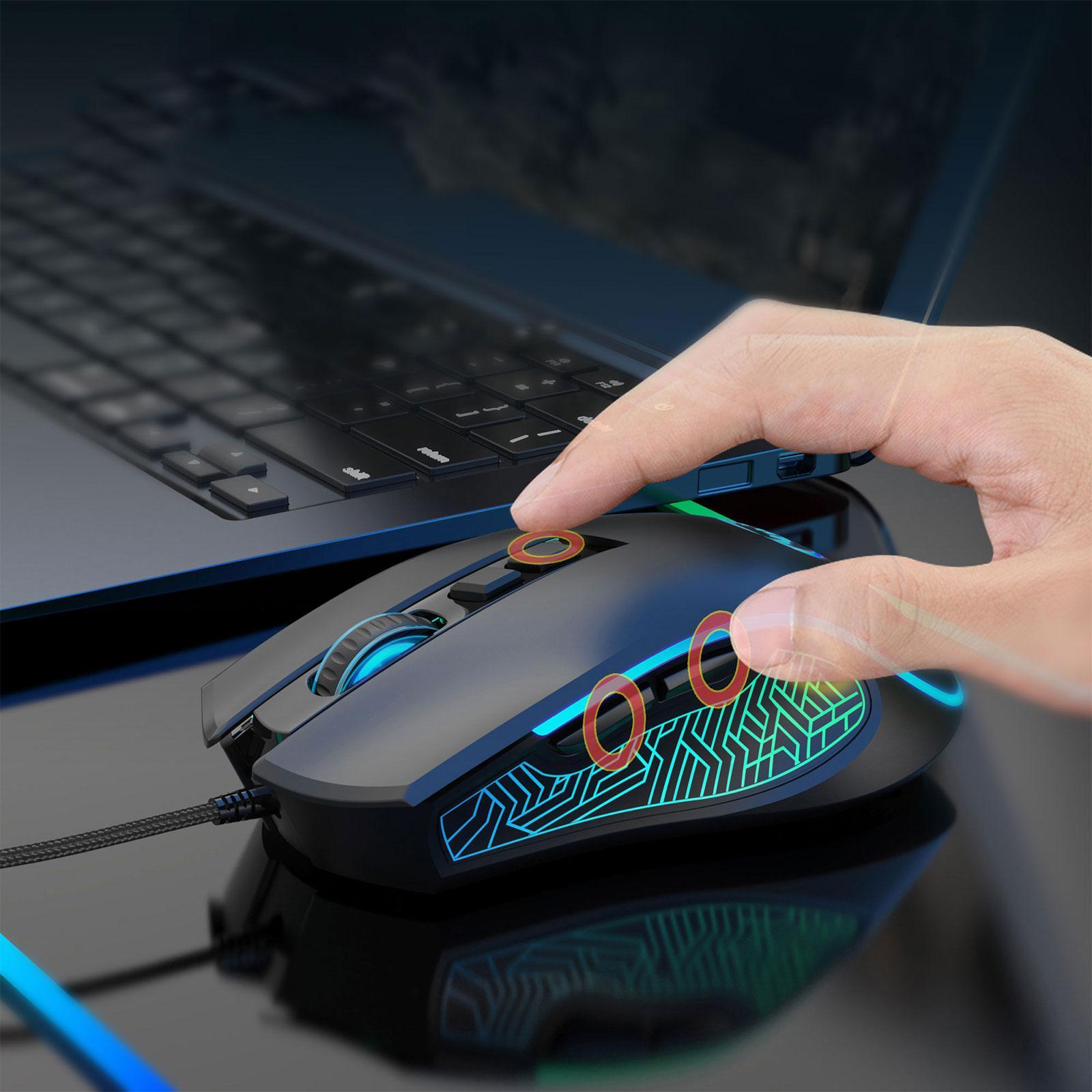 Computer Wired USB Mouse Gaming Mouse 7 Color LED Backlight for Game Lover