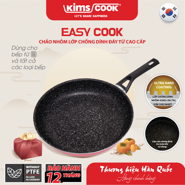 Chảo KIMS COOK Easy Cook hợp kim nhôm chống dính vân đá đáy từ