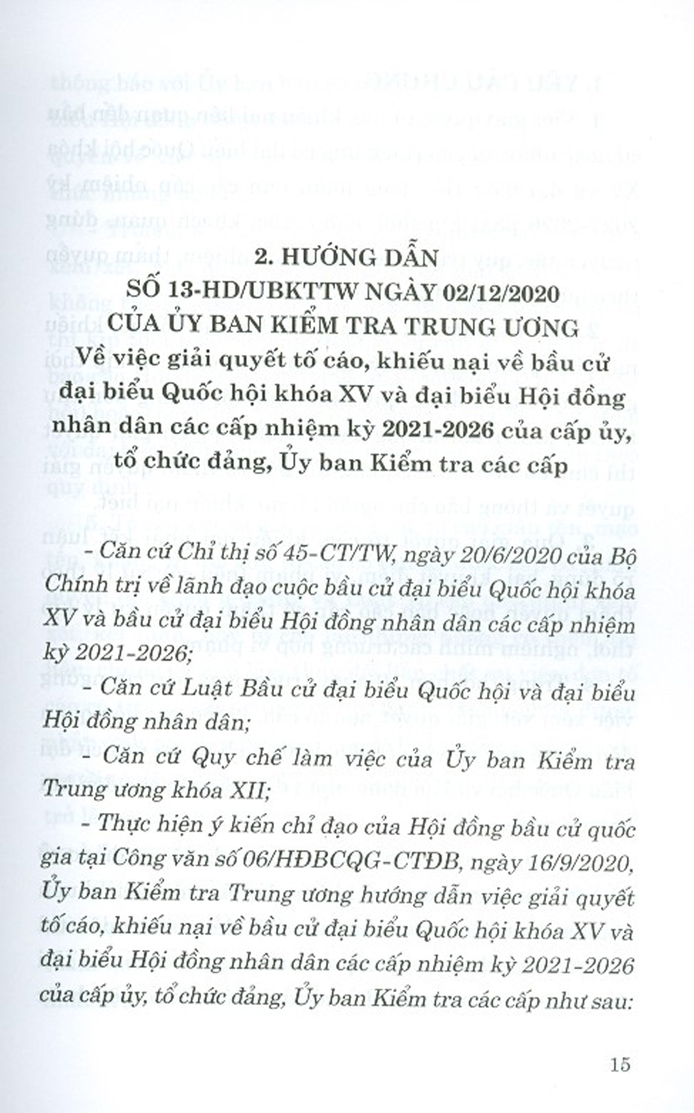 Các Văn Bản Chỉ Đạo, Hướng Dẫn Bầu Cử Đại Biểu Quốc Hội Khóa XV Và Đại Biểu Hội Đồng Nhân Dân Các Cấp Nhiệm Kỳ 2021-2026