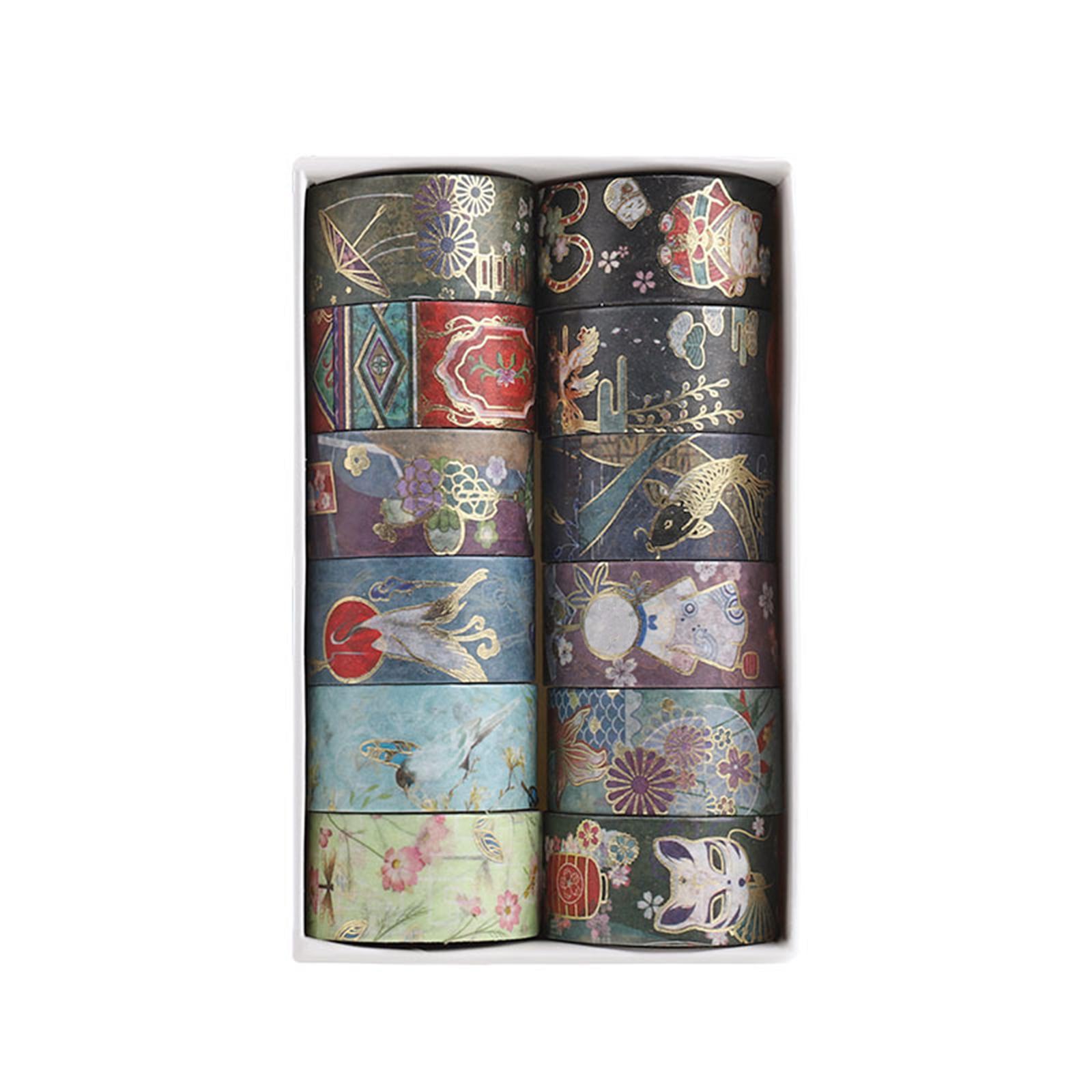 12x Wide Washi Tapes Adhesive Decorative Sticker Masking DIY
