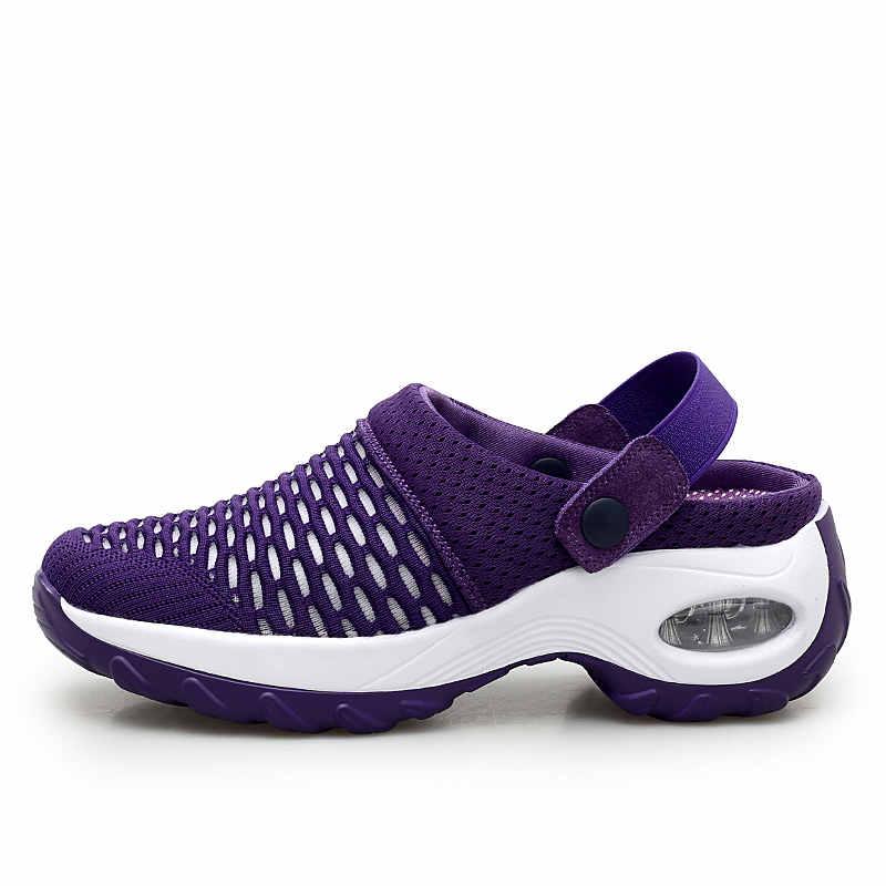 Giày Tennis Nữ Đệm Không Khí 5 Cm Tăng Chiều Cao Người Phụ Nữ Giày Lưới Thoáng Khí Nữ Ngoài Trời Đi Bộ Giày Chạy Bộ Color: Gray walking shoes Shoe Size: 4.5