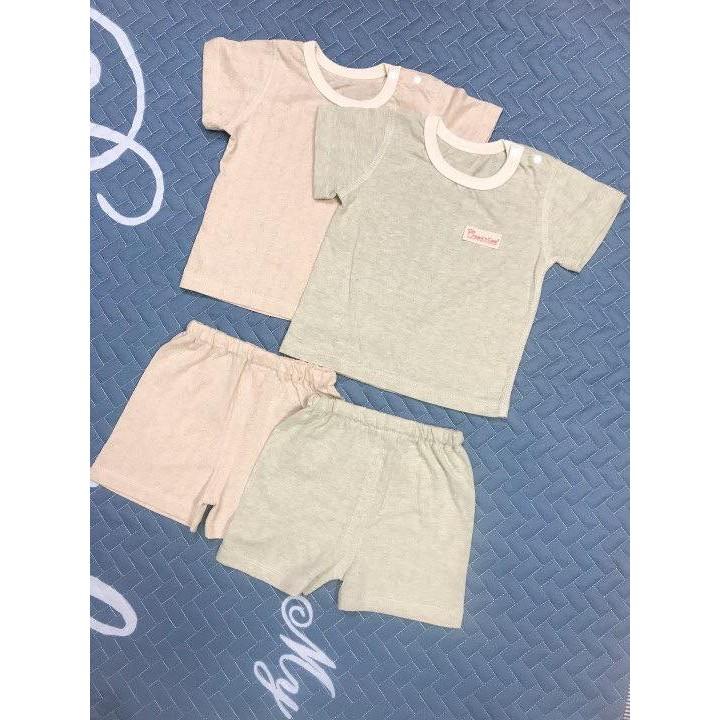 Bộ lửng hè bé trai bé gái 100% organic cotton hữu cơ tự nhiên không tẩy nhuộm hóa chất an toàn cho bé