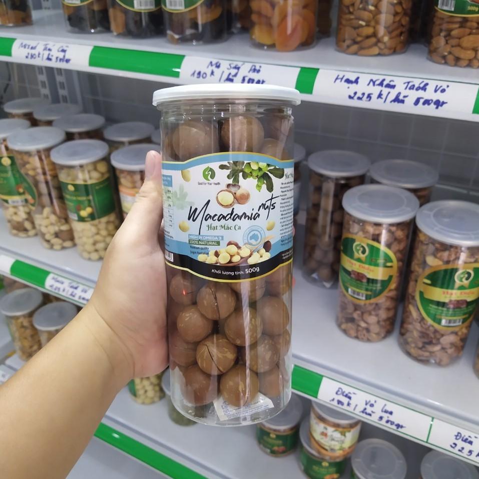 Hạt Macca Úc nứt vỏ (hũ 500gr)