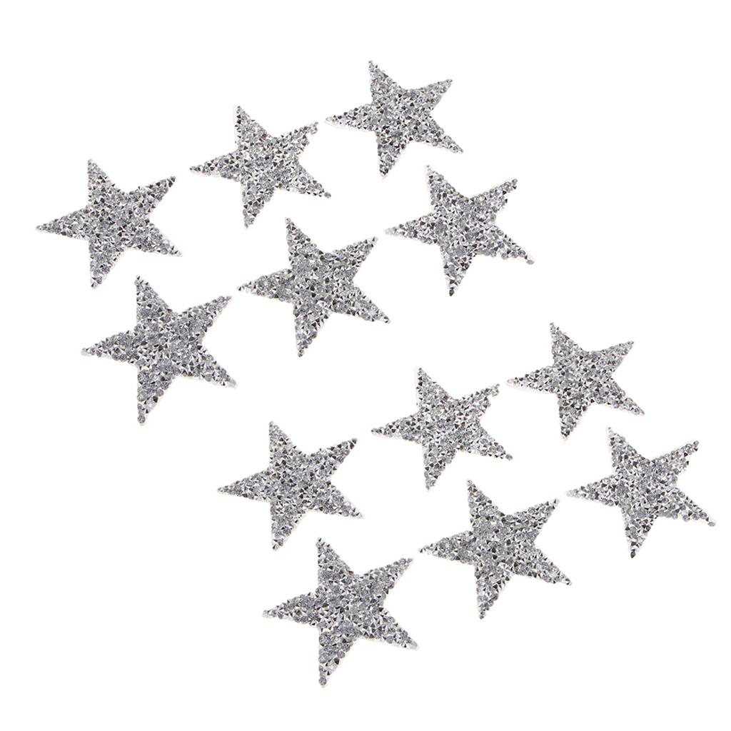 12 Star Dán Sắt Trên Miếng Dán Cho Quần Áo Áo Thun Tự Làm Huy Hiệu Appliques
