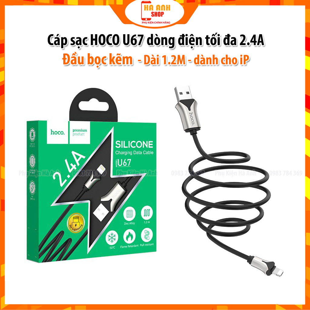 Cáp sạc đầu bọc kẽm HOCO U67 hàng chính hãng