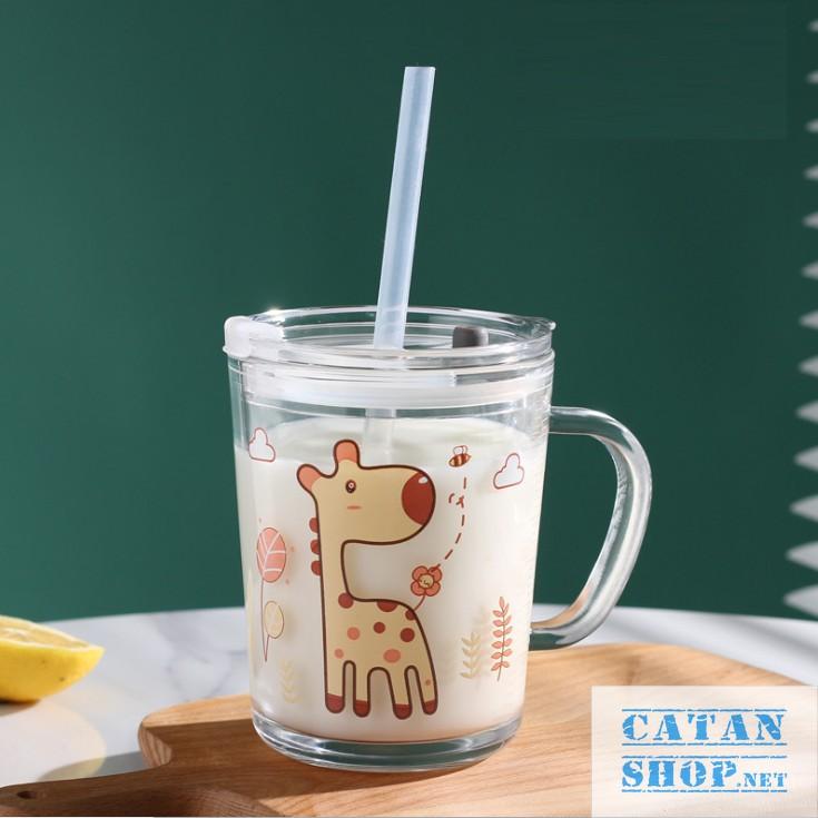 Ly chịu nhiệt thủy tinh chia vạch có nắp , cốc ly pha sữa cho bé