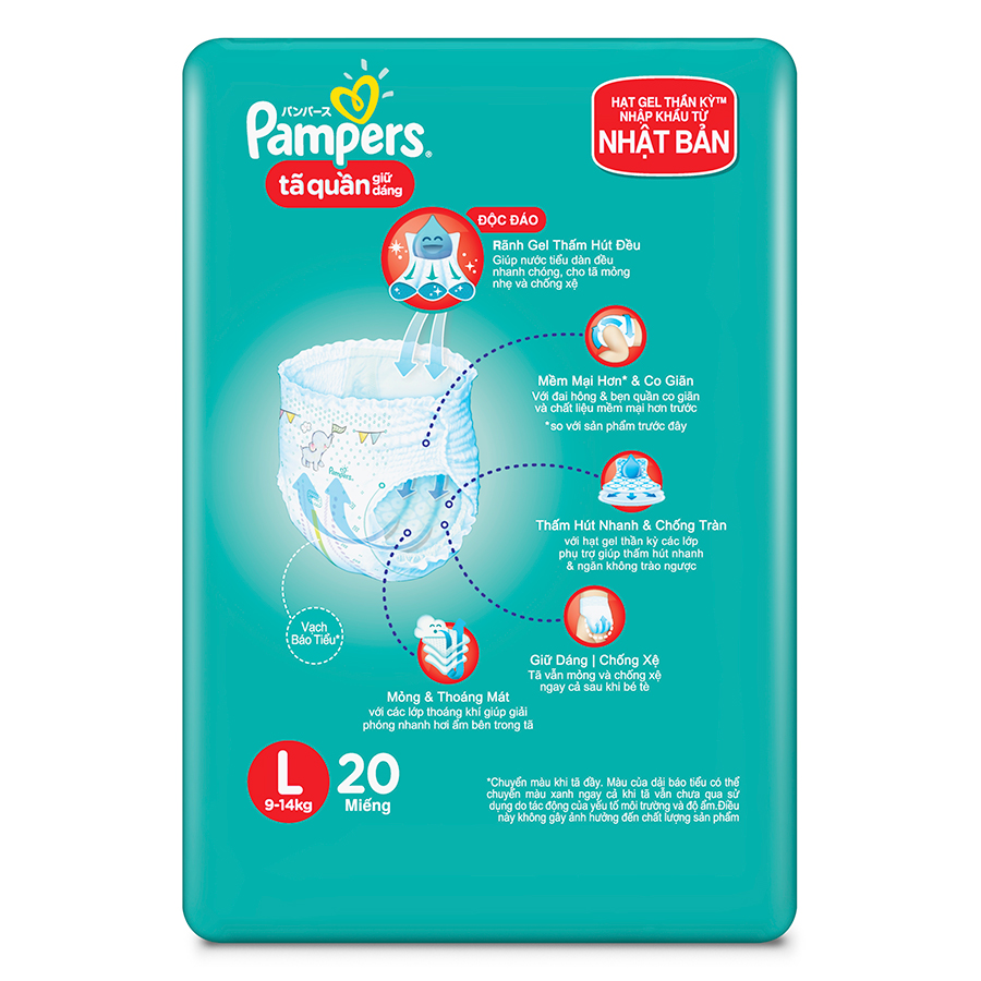 Tã Quần Pampers Giữ Dáng Mới Gói Trung L20 (20 Miếng)