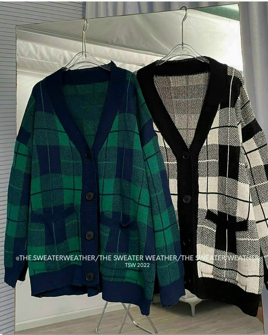 ÁO LEN KHOÁC CARO UNISEX NAM NỮ FORM RỘNG BIG SIZE CARDIGAN ÁO LẠNH DẠO PHỐ GIÁNG SINH NOEL ÁO ĐÔI ÁO CẶP