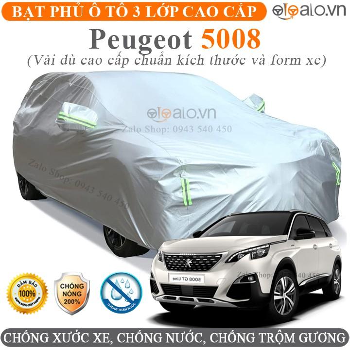 Bạt trùm che phủ xe ô tô Peugeot 5008 3 Lớp Cao Cấp Chống Nắng Nóng Chống Nước Chống Cháy Chống Bụi