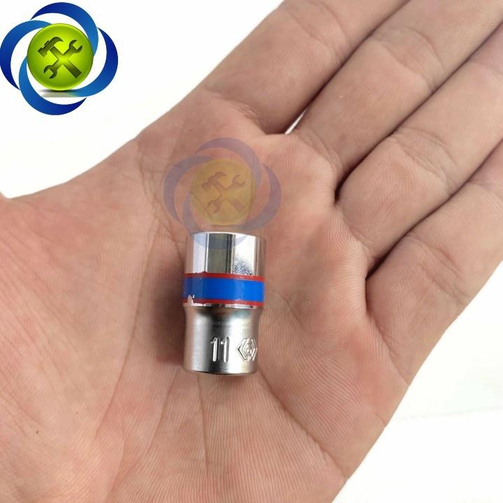 Tuýp 11mm 1/4 Kingtony 233511M loại ngắn 6 cạnh màu trắng