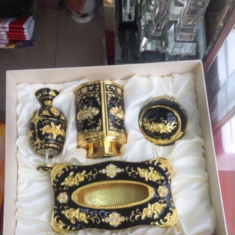 Set Hộp Giấy Ăn-Lọ Tăm-Gạt Tàn-Hộp Chè phong cách hoàng gia
