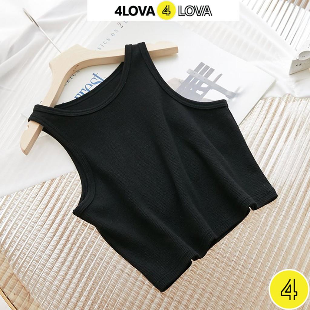 Áo croptop nữ ba lỗ 4LOVA kiểu ôm sát nách chất liệu cotton cao cấp thoáng mát, mềm mại